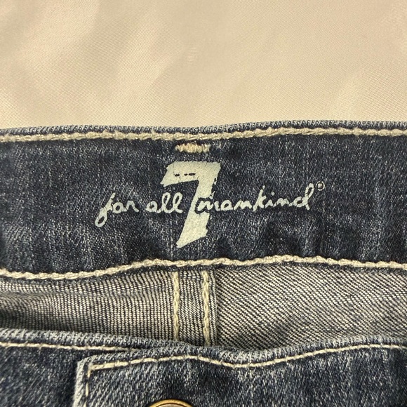 7 For All Mankind Denim Bermuda Shorts 28 Distressed Raw Hem USA Made - Picture 7 of 10